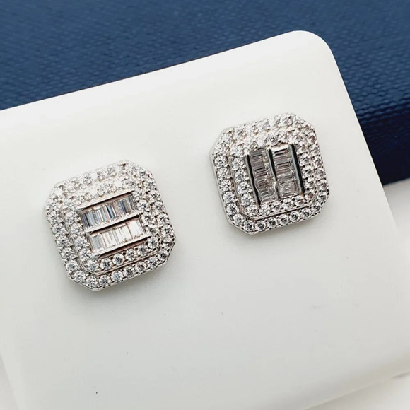"925 Sterling Silver Plated CZ Earrings, EVBRS562 - Picture 3 of 10